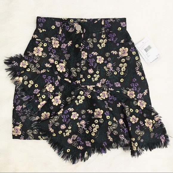 Missguided Jacquard Floral Frayed Edge Miniskirt - Picture 4 of 8